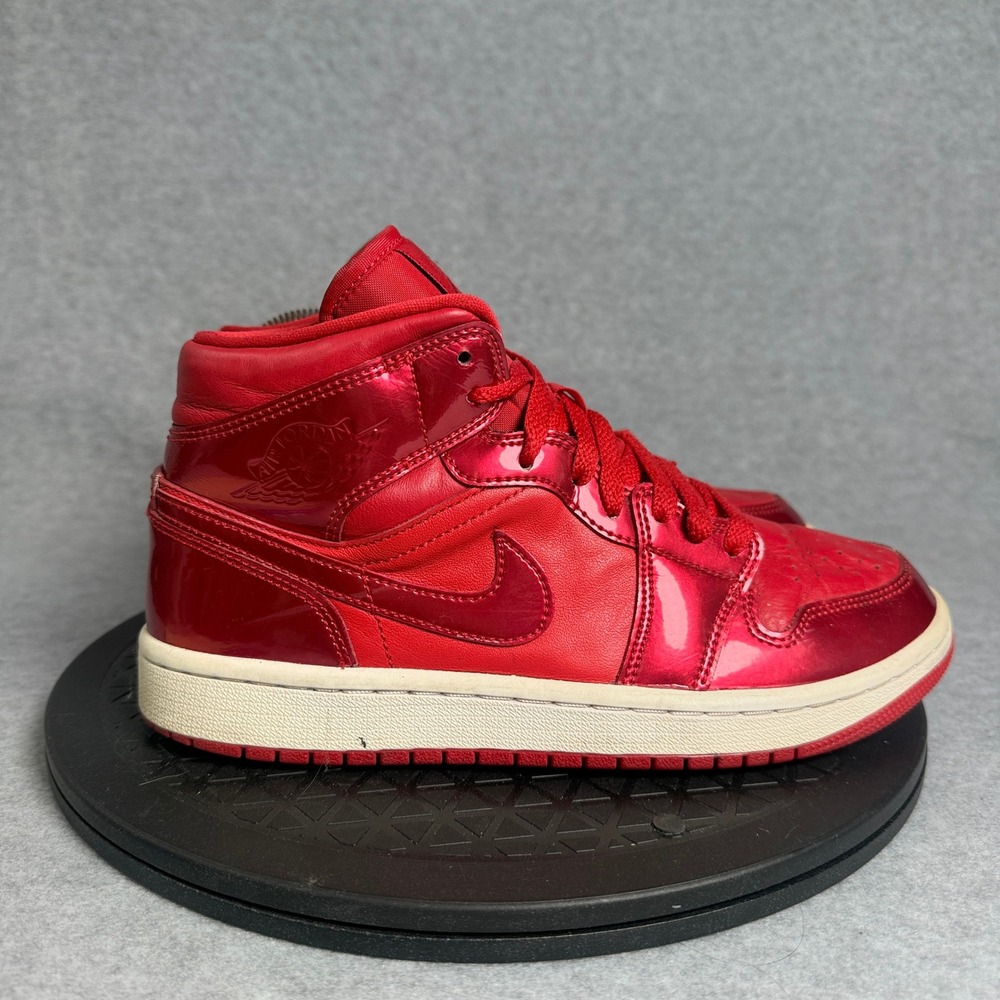 Nike Air Jordan 1 Mid Pomegranate Red Patent Leather DH5894-600 Mens 7.5